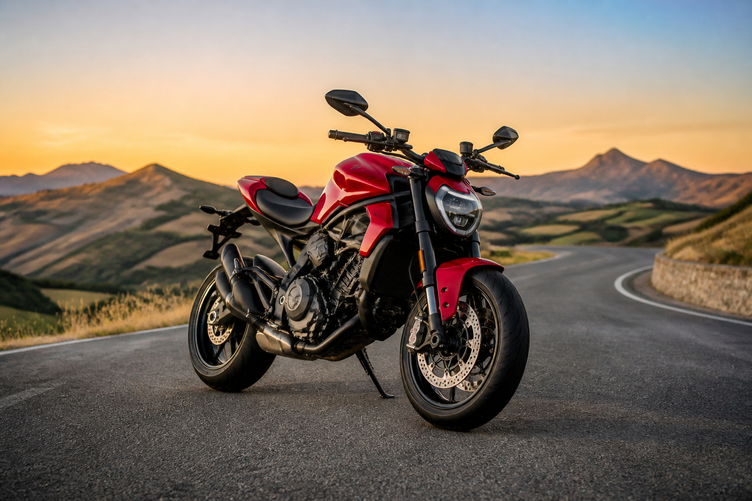 Ducati rouge beaute italienne au crepuscule