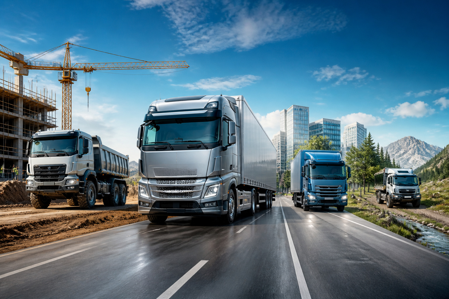 Flotte de camions modernes mercedes benz